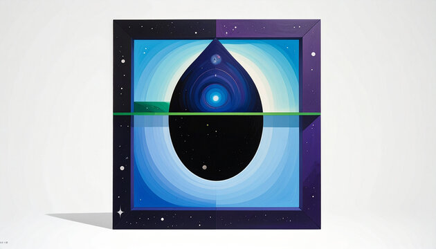 Abstract SpaceInspired Artwork with Geometric Design