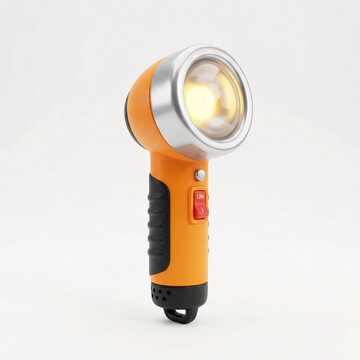 Lampe torche orange allum&eacute;e en illustration 3D