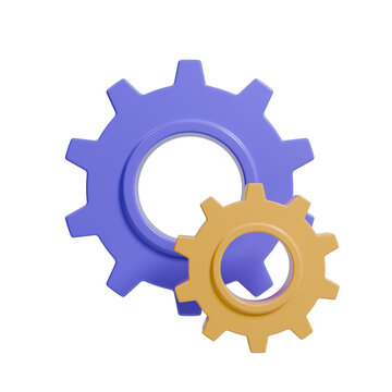 Gears icon 3d rendering. Suitable for settings icon