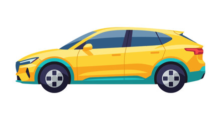 Fototapeta premium Yellow Car Side View Profile.