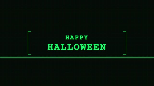 Happy Halloween text appearing on a retro green computer terminal display