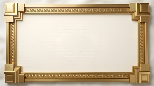 Elegant gold frame border with intricate metallic textures surrounding a clean empty white center space