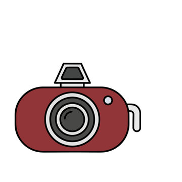 Red camera with flash