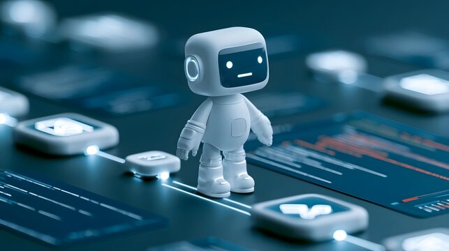 AI workflow automation artificial intelligence agent software interface nodes triggers data tool dashboard coding icon flow process database technology 3d rendering. Stock Illustration