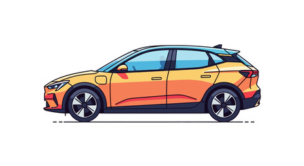 Fototapeta premium Side View of Orange Family SUV.