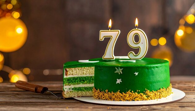 Pakistan flag cake, 79 candles, festive pride celebration layers