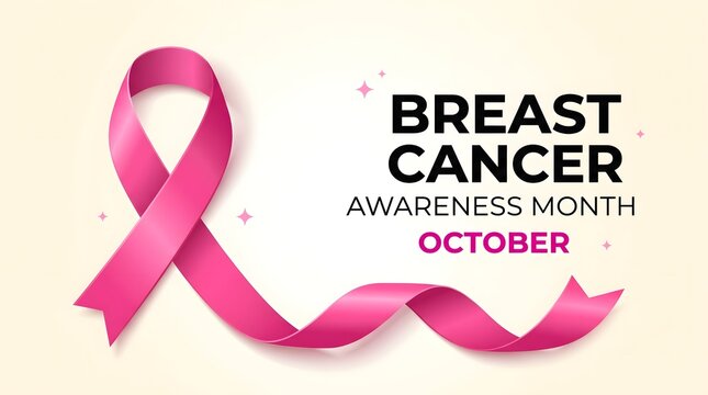 Breast cancer awareness month campaign pink ribbon with text for october support and prevention