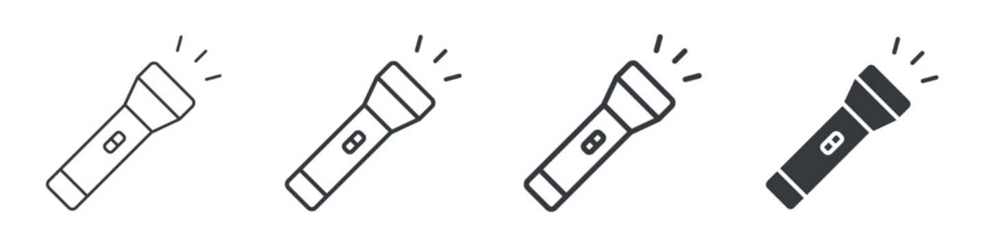 Flashlight Different Icon Set Simple Style Collection 