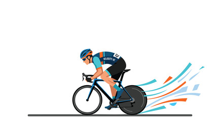 Fototapeta premium Professional cyclist in competition racing fast on road bike with motion blur effects isolated on white background