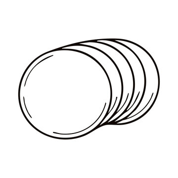 Stacked Round Dumpling Wrappers Line Art Vector Illustration for Dim Sum Recipe, Gyoza Packaging, and Culinary Art