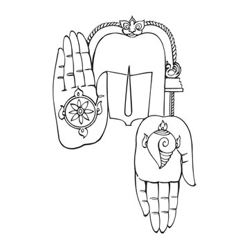 Blessing Hands with Shanka and Chakra Art