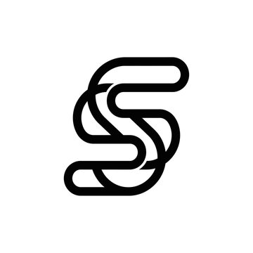 Minimalist interlocking letters S and N monoline emblem.
