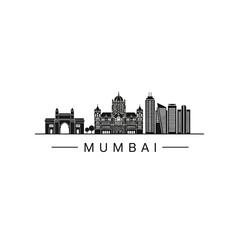 Obraz premium Mumbai Skyline Silhouette: Iconic Cityscape Vector Illustration
