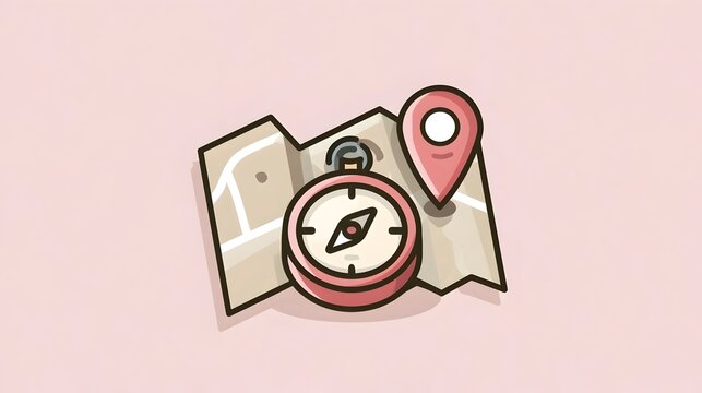 Map, Direction, Compass Icon (Stock Vector)