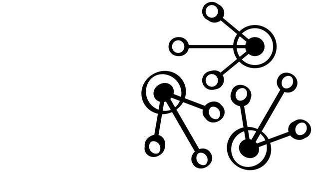 Outline icon of three separate connected node clusters linked together representing a distributed multi hub data network great for web design mobile