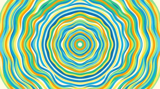 Colorful hypnotic wavy concentric circles with retro style