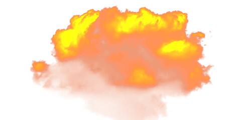 Fiery Explosion Cloud with Bright Yellow and Orange Smoke Isolated on transparent Background © Resource Boy