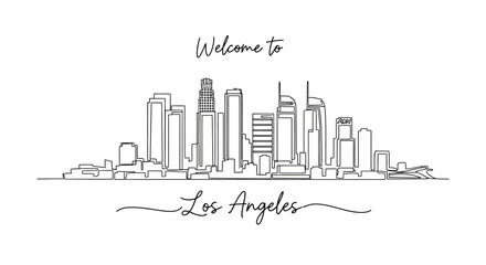 Fototapeta premium Los Angeles Skyline Line Drawing with 