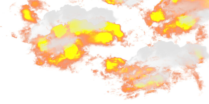 Abstract Yellow and Orange Watercolor Smoke and Cloud Effect Isolated on transparent Background