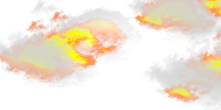 Abstract Yellow and Orange Sunset Clouds Isolated on transparent Background