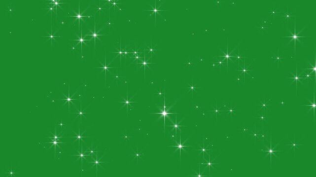 Twinkling stars on green screen. Glitter sparkle animation. Shiny glowing stars blink looping animation. Night starry skies space Background. Luxury night sky glitter twinkle animation in 4K.