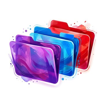 Colorful folder icons stack illustration