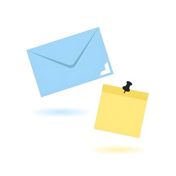 Blue envelope and sticky note with thumbtack icon