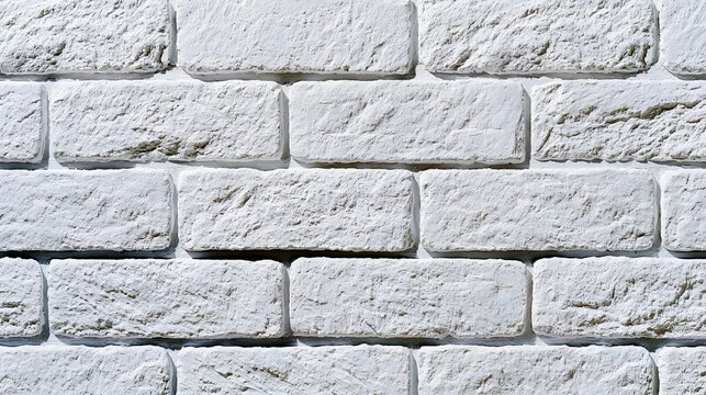White brick wall seamless texture background tile. Paint on street subway stone exterior.