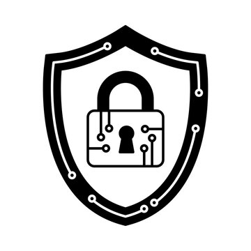 Cyber Security Shield with Padlock Icon
