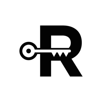 Letter R integrated with key logo design.