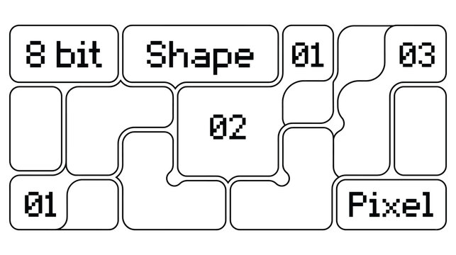 Creative 8 bit shape pixel puzzle game design elements vector illustration.