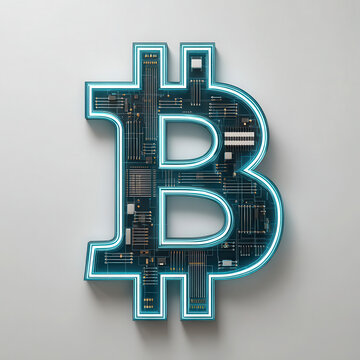 Modern bitcoin cryptocurrency logo design isolated on transparent background
