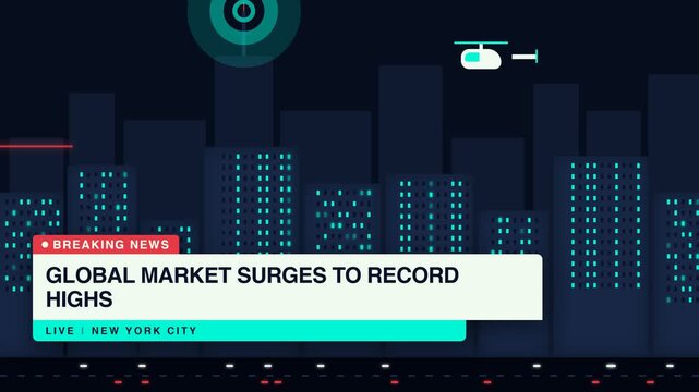 Breaking News Motion Graphic Animation Global Market Record High Financial Report Background