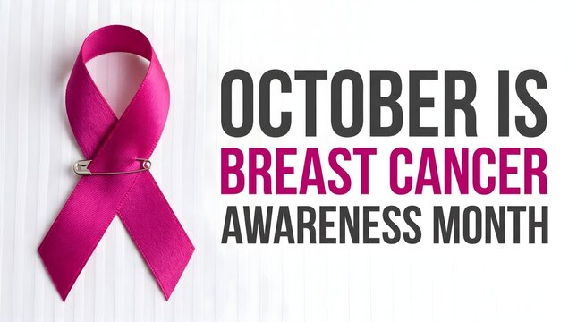 October is breast cancer awareness month pink ribbon symbol with text announcement