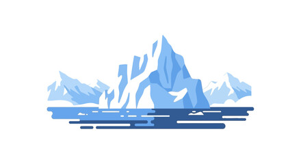 Blue geometric iceberg floating in arctic waters with mountains © arkan