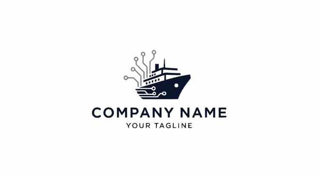 Minimalist ship logo design for maritime business branding.