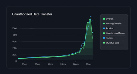Unauthorized Data Transfer Graph with Green Line. © aninurkha