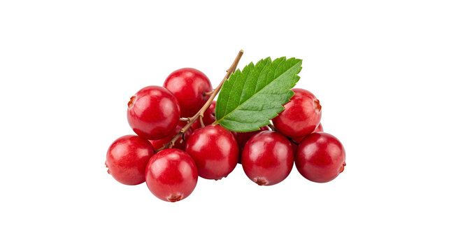 Fresh red currants with green leaf, ripe organic berries on a small branch, bunch of juicy redcurrant fruits for healthy food design and packaging isolated PNG with Transparent Background