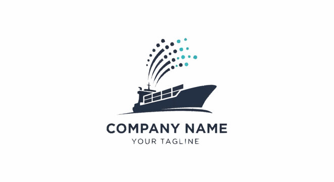 Minimalist ship logo design for maritime business branding.