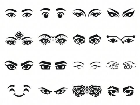 Artistic stylized eyes icons and expressions