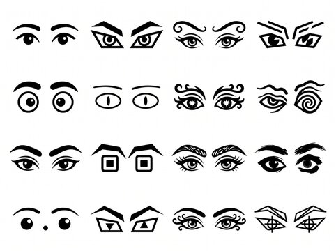 Collection of various stylized eyes icons and art