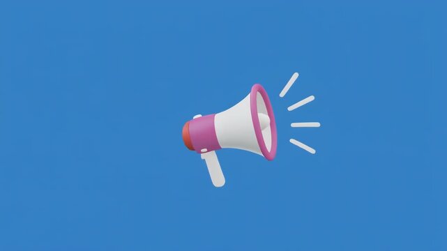 Animated Megaphone pattern moving across blue background with black gap for text overlay
