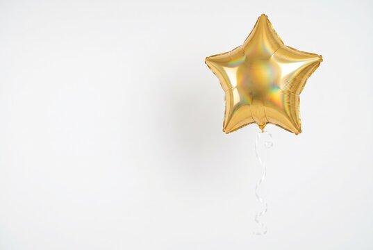 Gold Star Balloon White Background Celebration Party