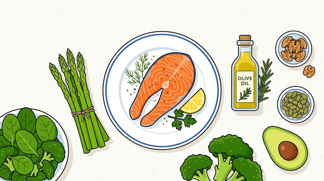 Grilled salmon and vegetables