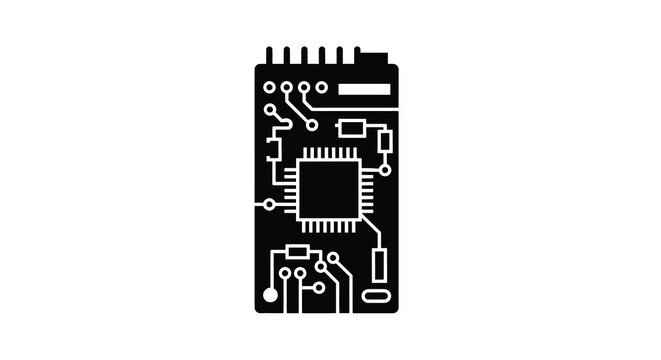 Sim Card With Circuitry Detail Black Silhouette
