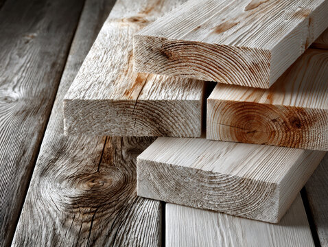 Stacked wood boards timber plank texture, natural grain pattern, rustic surface, construction material, closeup detail, modern look