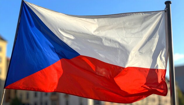 Czech Republic flag waving outdoors