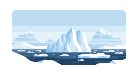 Arctic landscape with floating icebergs in deep blue ocean © farel