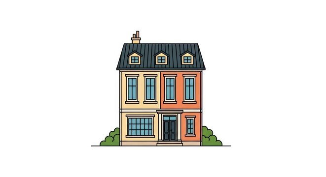 Elegant house with mansard roof and dormer windows