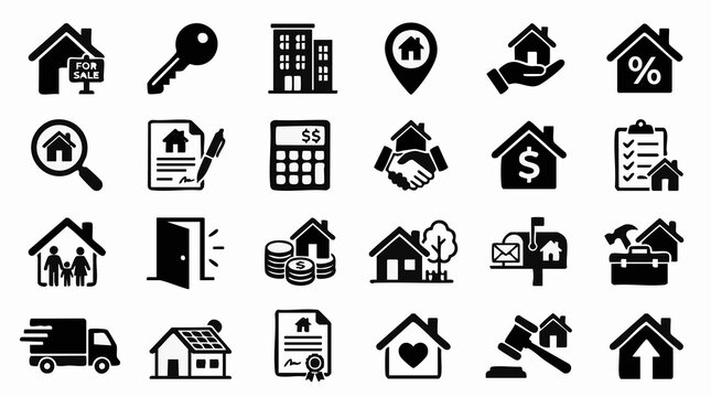 Real Estate and Property Management Icon Set